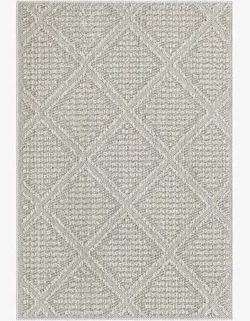 Light Gray Easy-Clean Lattice Indoor / Outdoor Rug