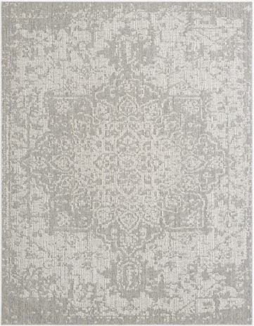 Light Gray Easy-Clean Traditional Indoor / Outdoor Rug