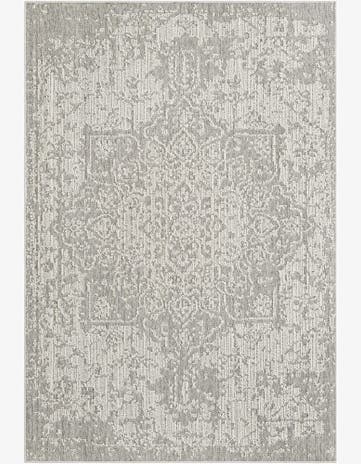 Light Gray Easy-Clean Traditional Indoor / Outdoor Rug