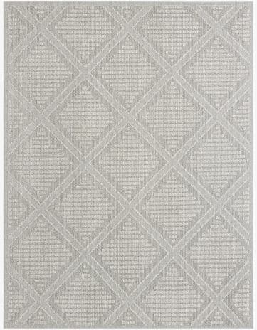 Light Gray Easy-Clean Trellis Indoor / Outdoor Rug