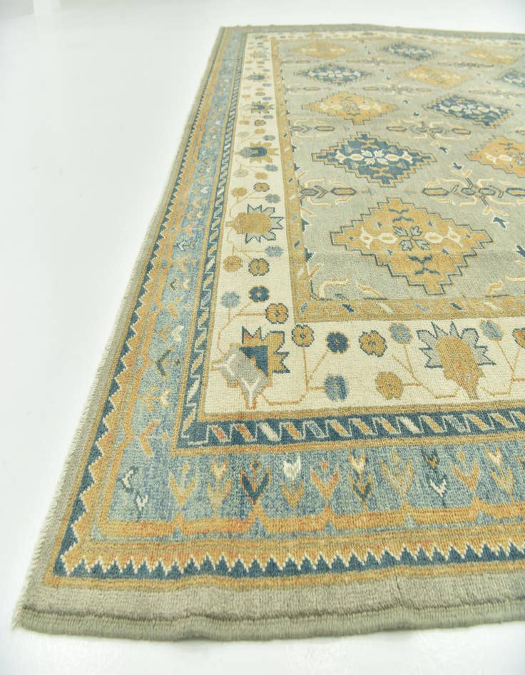 Detail image of 9' 4 x 12' 7  Hand Knotted Peshawar Ziegler Wool Rug