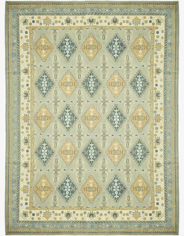 9' 4 x 12' 7 Hand Knotted Peshawar Ziegler Wool Rug