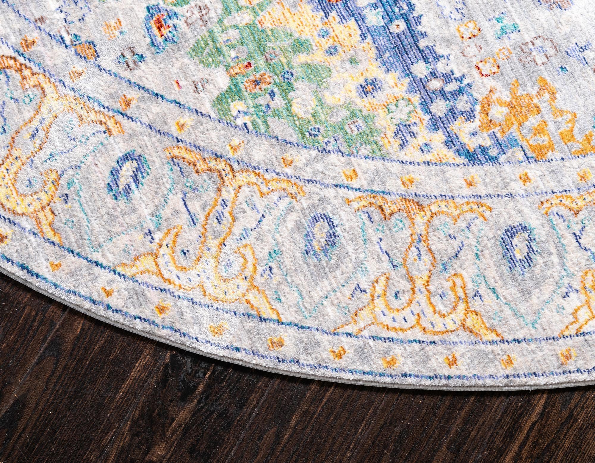 8' x 8' Aqua Round Rug