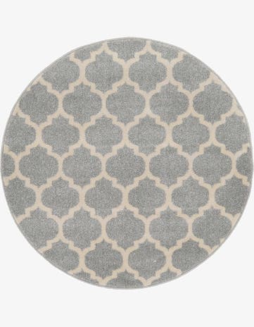 Light Gray Lattice Round Rug
