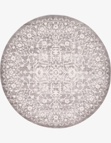Light Gray New Vintage Round Rug