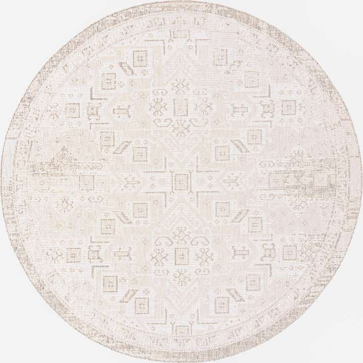 10' x 10' Easy-Clean Aztec Indoor / Outdoor Round Rug