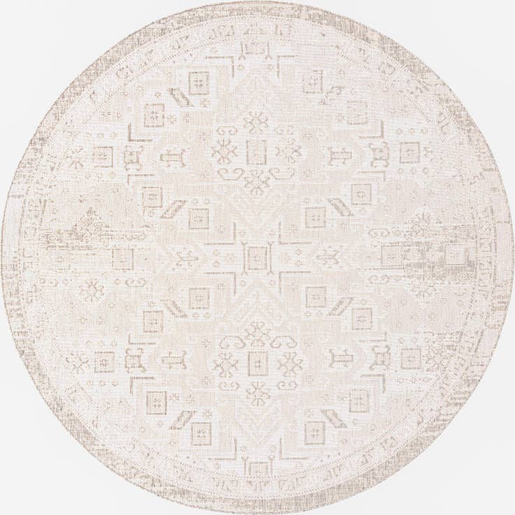 Detail image of 10' x 10' Easy-Clean Aztec Indoor / Outdoor Round Rug