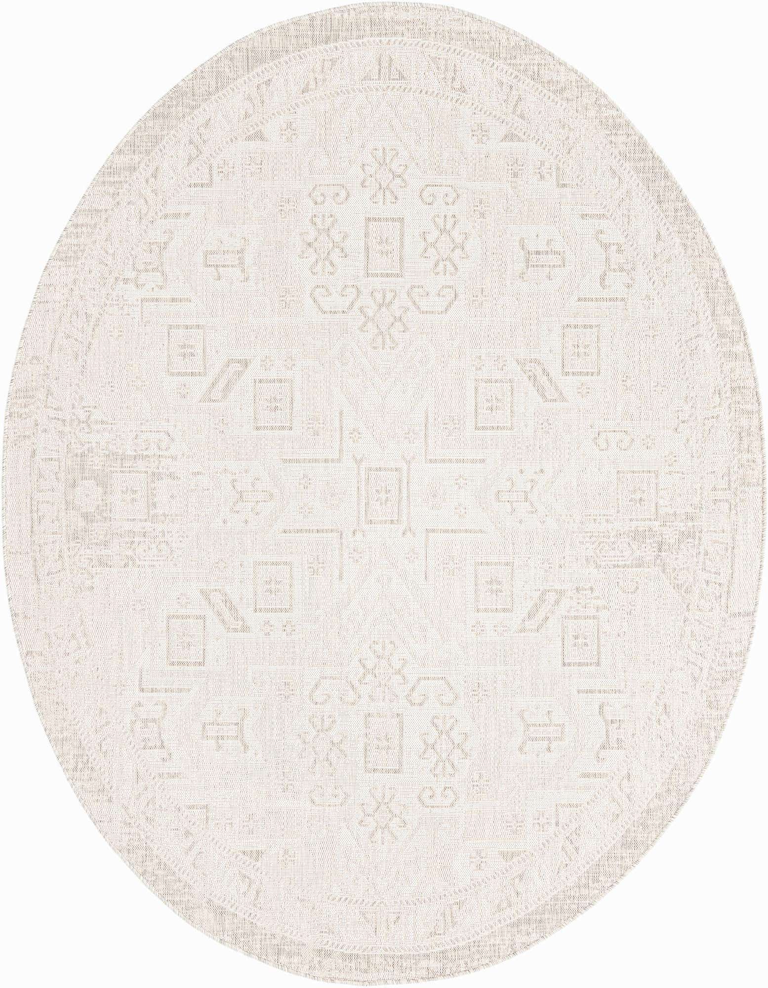 7' 10 x 7' 10 Easy-Clean Aztec Indoor / Outdoor Round Rug