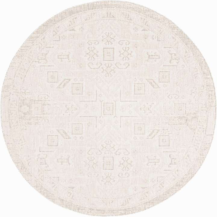 7' 10 x 7' 10 Easy-Clean Aztec Indoor / Outdoor Round Rug