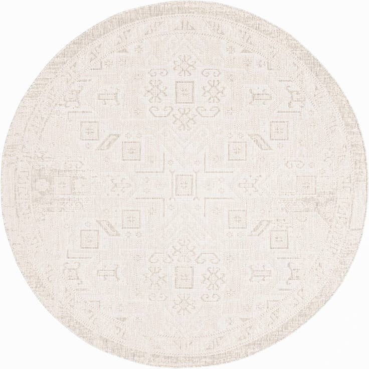 Detail image of 7' 10 x 7' 10 Easy-Clean Aztec Indoor / Outdoor Round Rug