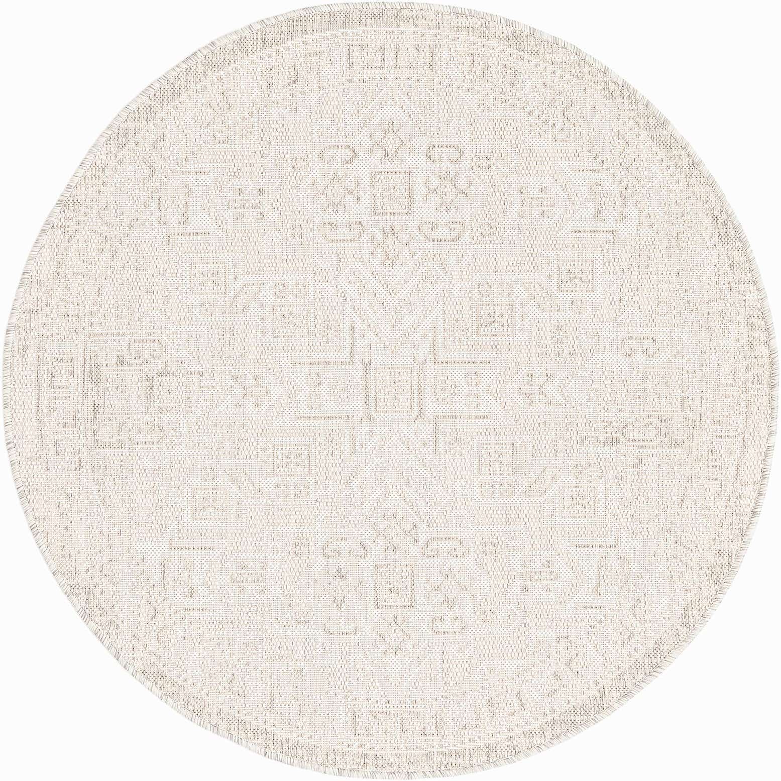 4' x 4' Easy-Clean Aztec Indoor / Outdoor Round Rug