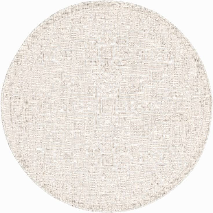Detail image of 4' x 4' Easy-Clean Aztec Indoor / Outdoor Round Rug