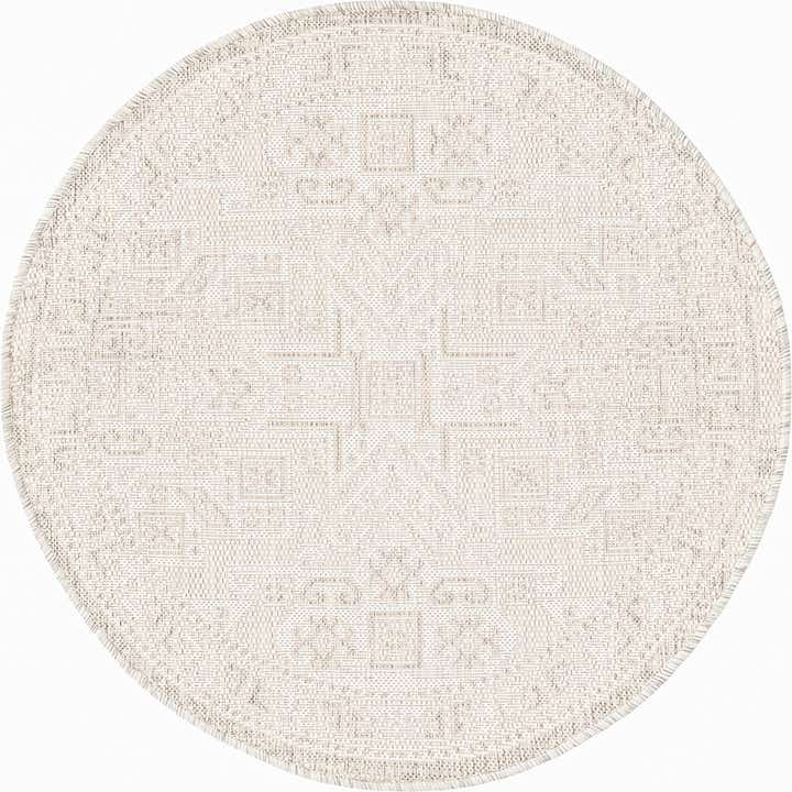 3' x 3' Easy-Clean Aztec Indoor / Outdoor Round Rug