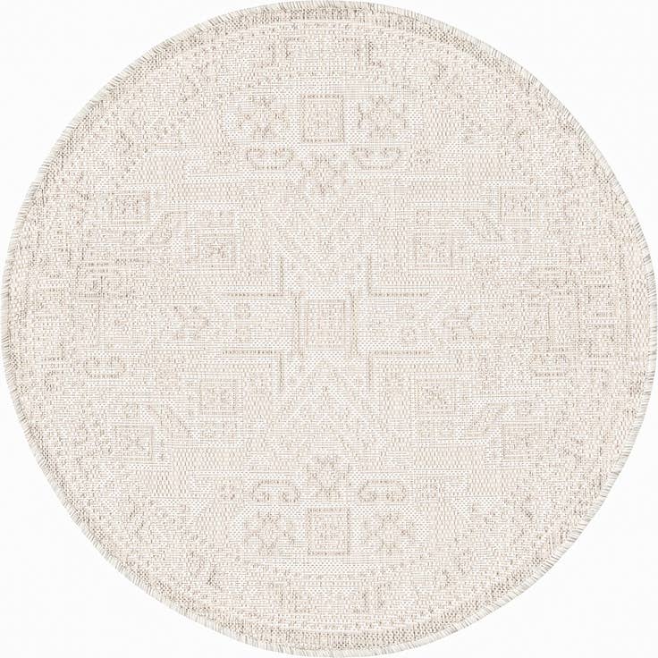 Detail image of 3' x 3' Easy-Clean Aztec Indoor / Outdoor Round Rug