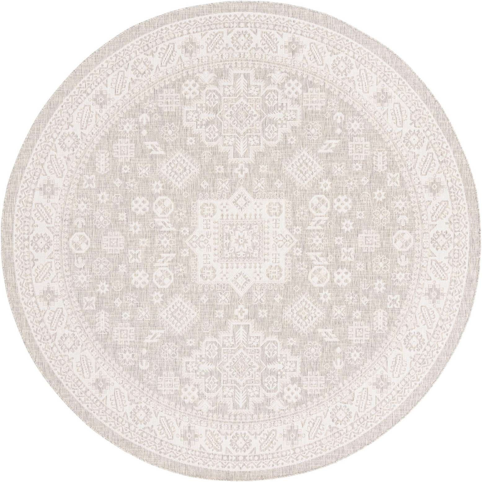 10' x 10' Easy-Clean Aztec Indoor / Outdoor Round Rug