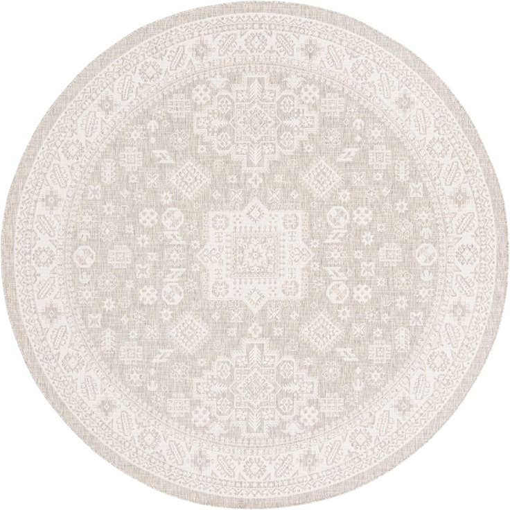 Detail image of 10' x 10' Easy-Clean Aztec Indoor / Outdoor Round Rug