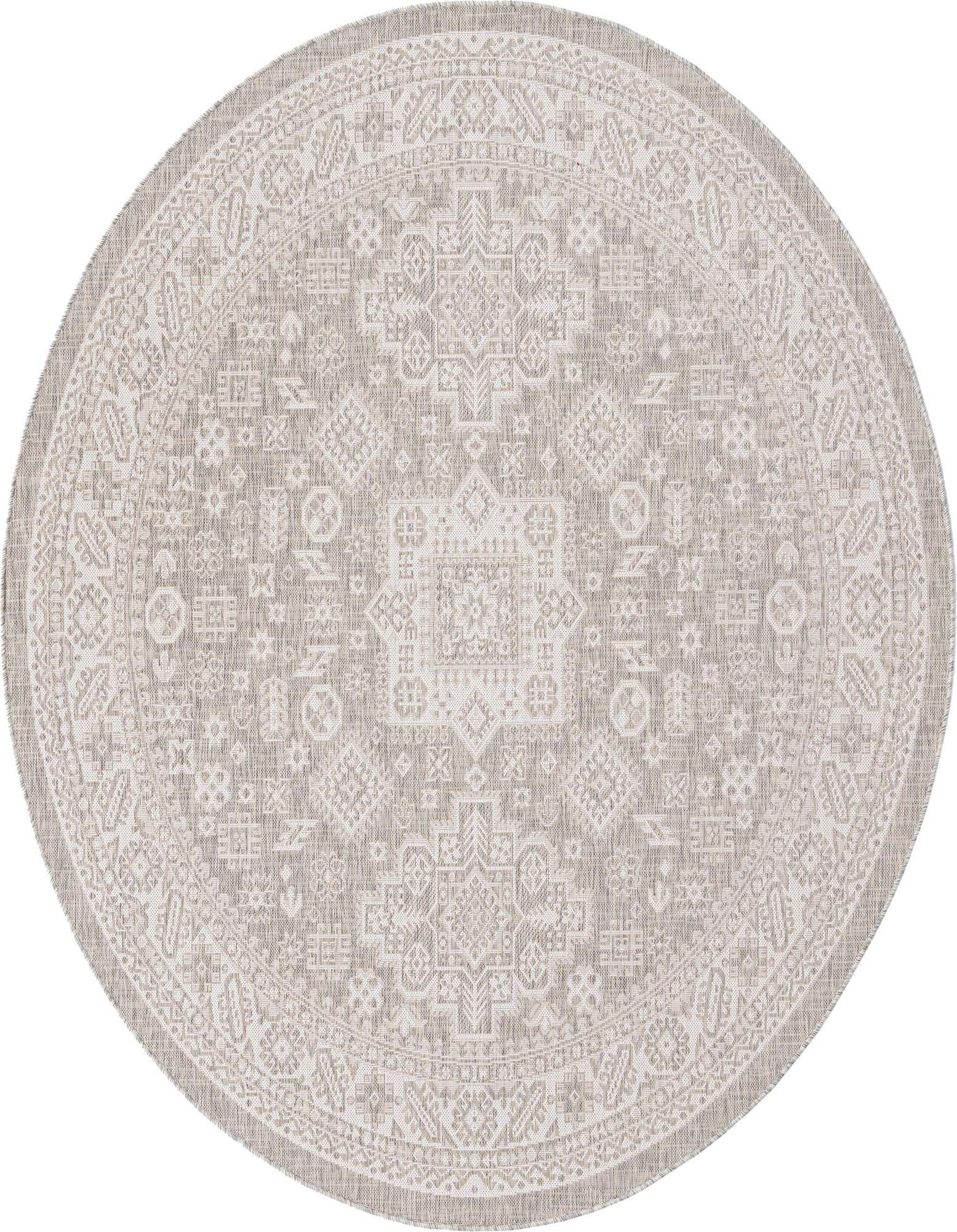 7' 10 x 7' 10 Easy-Clean Aztec Indoor / Outdoor Round Rug