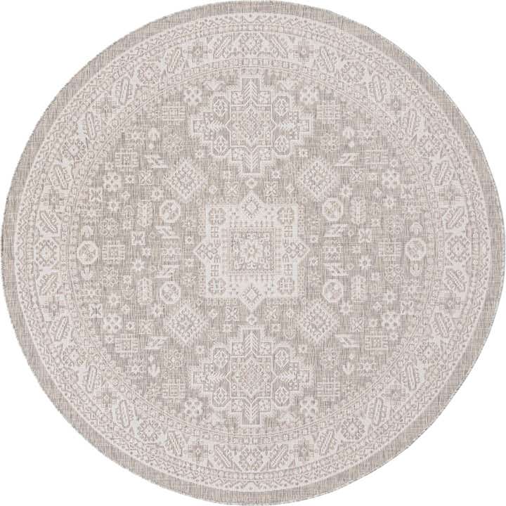 7' 10 x 7' 10 Easy-Clean Aztec Indoor / Outdoor Round Rug