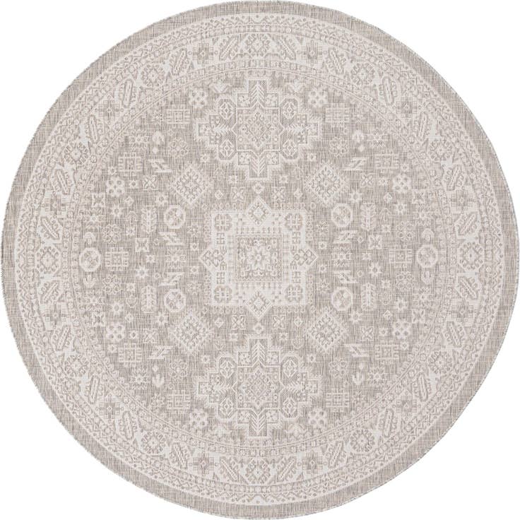 Detail image of 7' 10 x 7' 10 Easy-Clean Aztec Indoor / Outdoor Round Rug