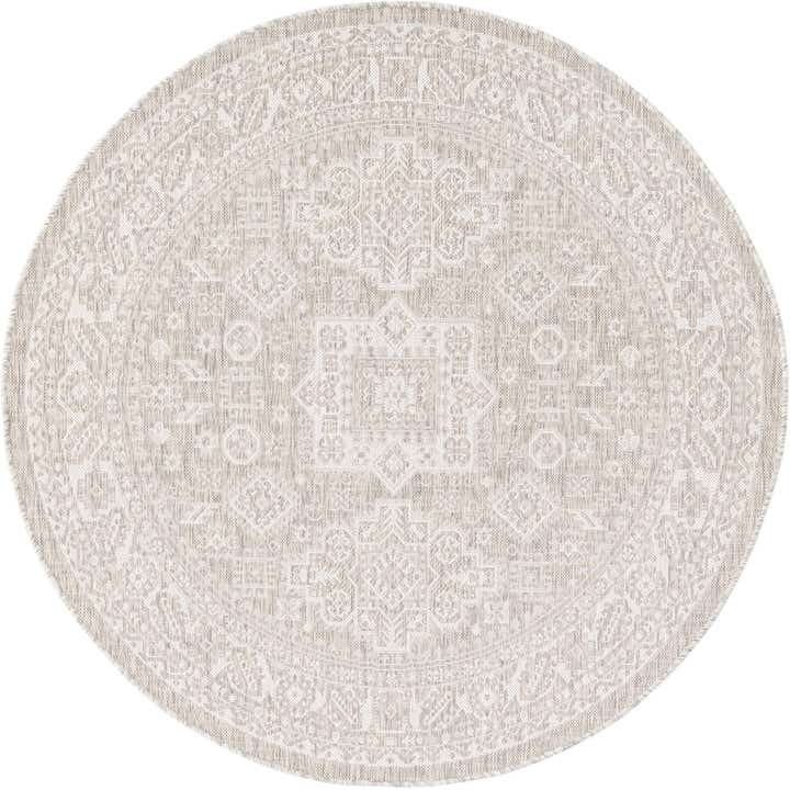5' 3 x 5' 3 Easy-Clean Aztec Indoor / Outdoor Round Rug