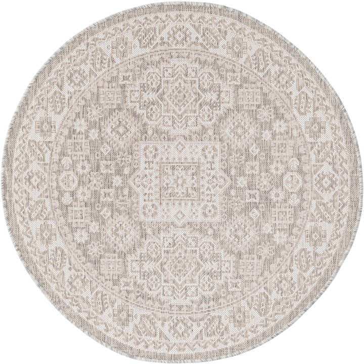 4' x 4' Easy-Clean Aztec Indoor / Outdoor Round Rug