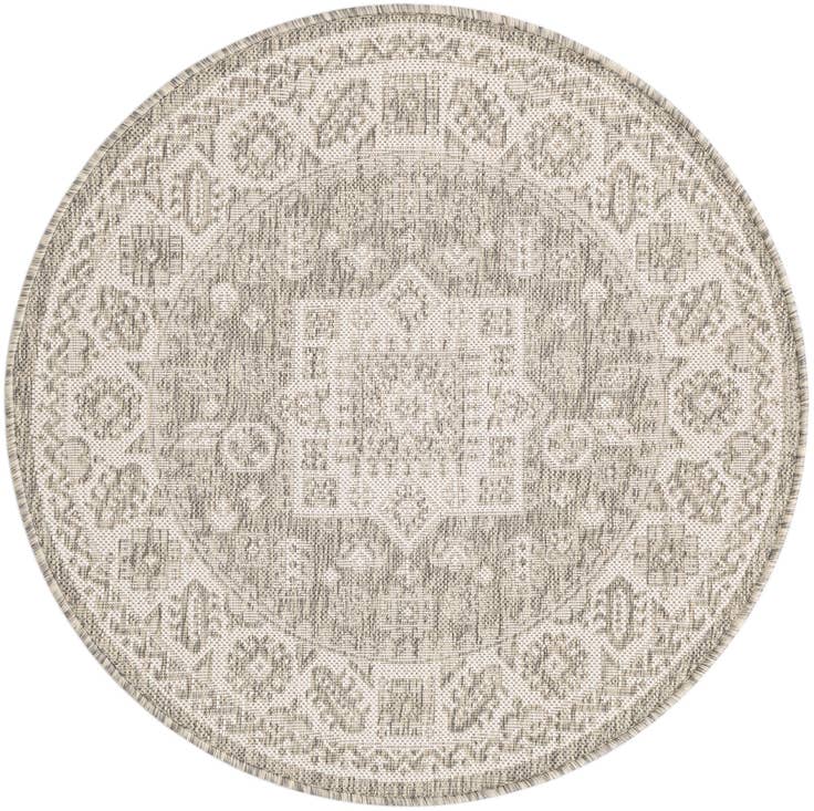 Detail image of 3' x 3' Easy-Clean Aztec Indoor / Outdoor Round Rug