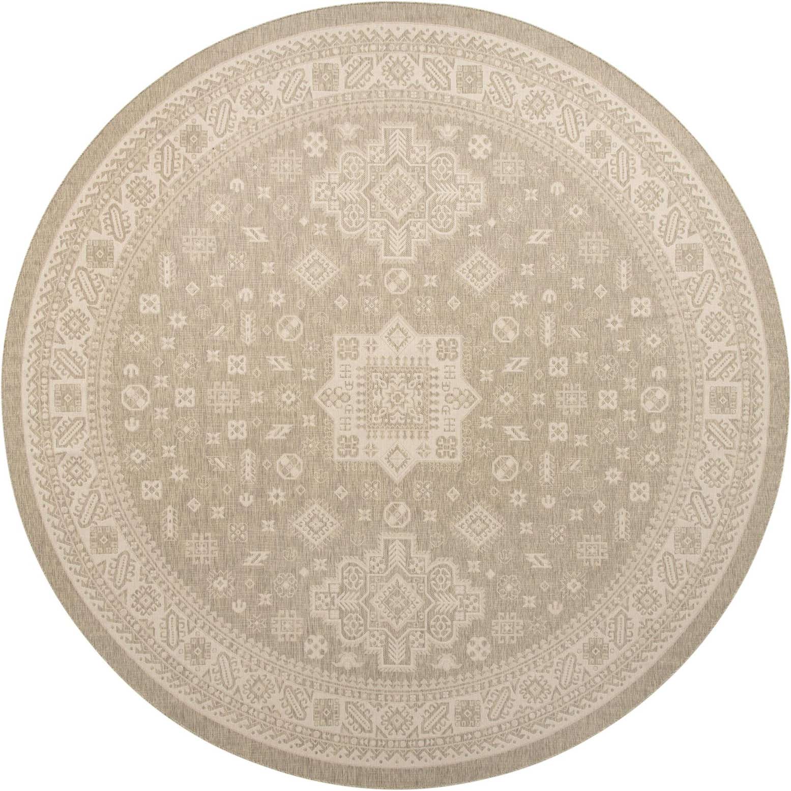 13' x 13' Easy-Clean Aztec Indoor / Outdoor Round Rug