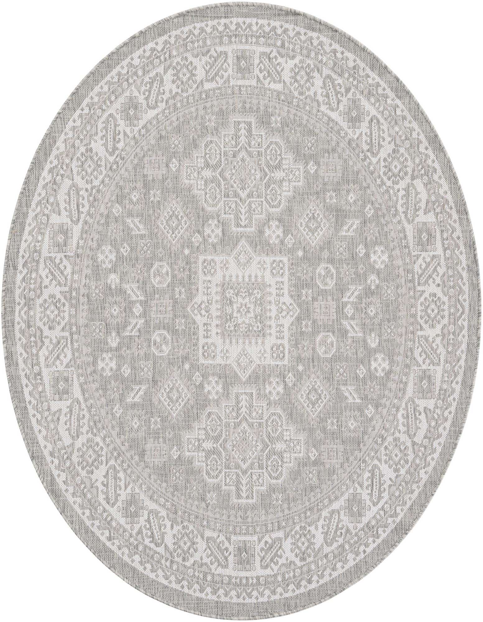 6' x 6' Easy-Clean Aztec Indoor / Outdoor Round Rug