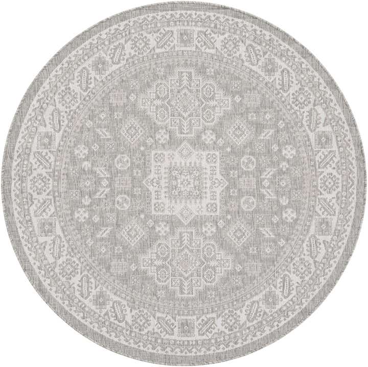 6' x 6' Easy-Clean Aztec Indoor / Outdoor Round Rug