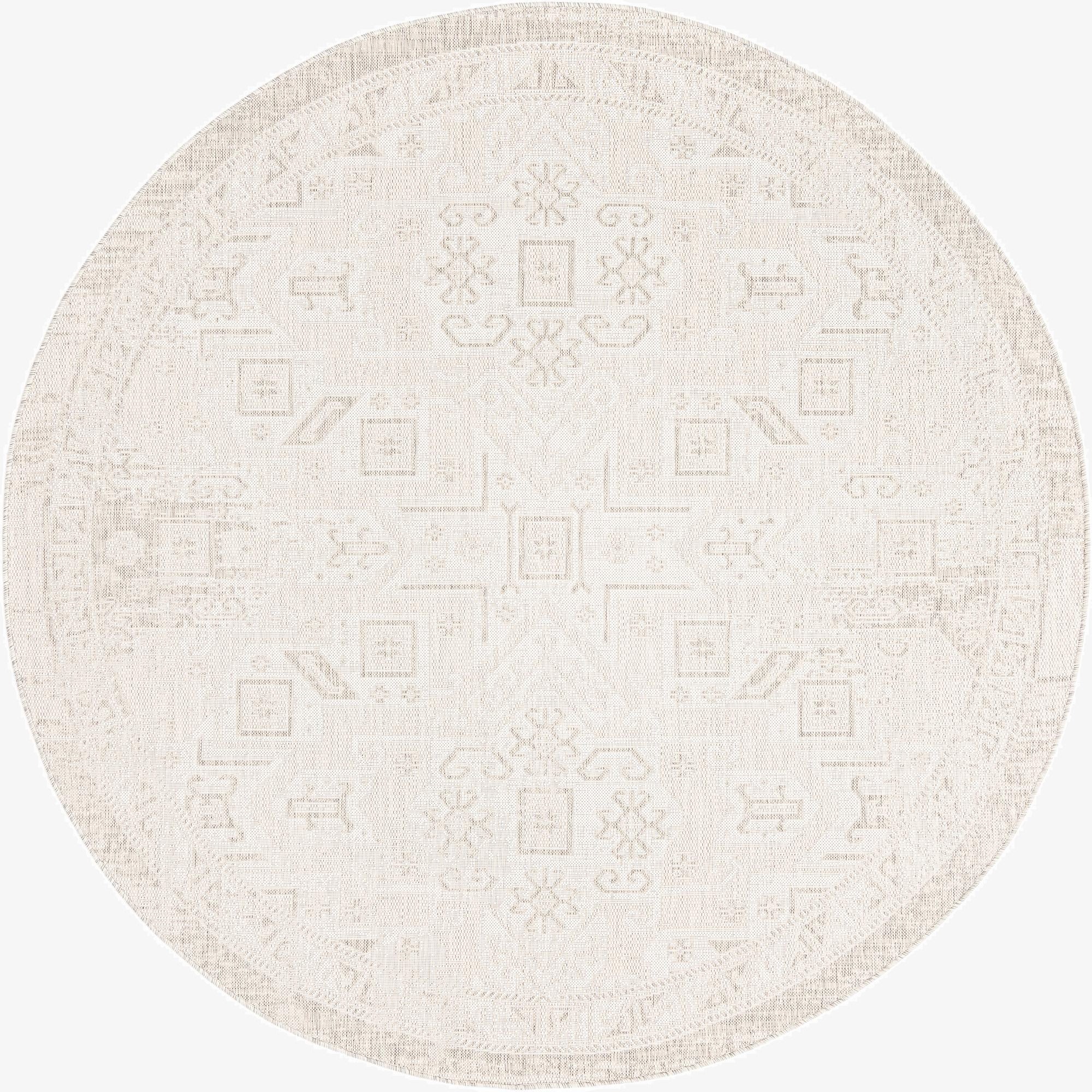 7' 10 x 7' 10  Washable Aztec Indoor / Outdoor Round Rug