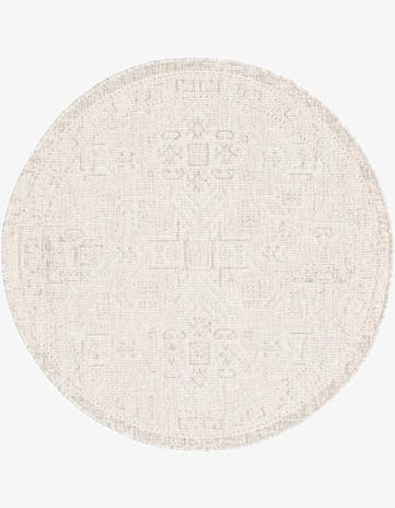 Light Gray Easy-Clean Aztec Indoor / Outdoor Round Rug