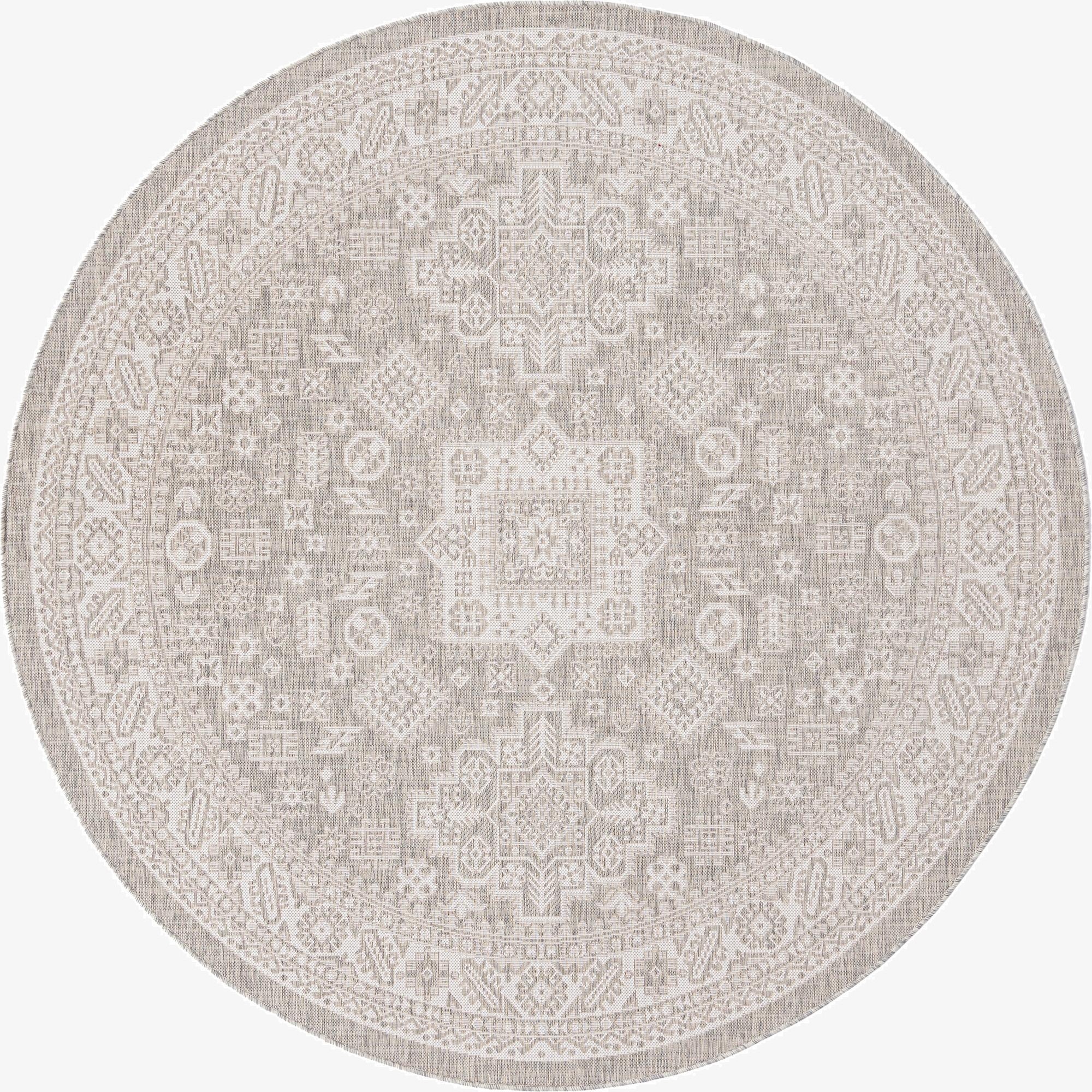 Primary image 240cm x 240cm  Washable Aztec Indoor / Outdoor Round Alfombra