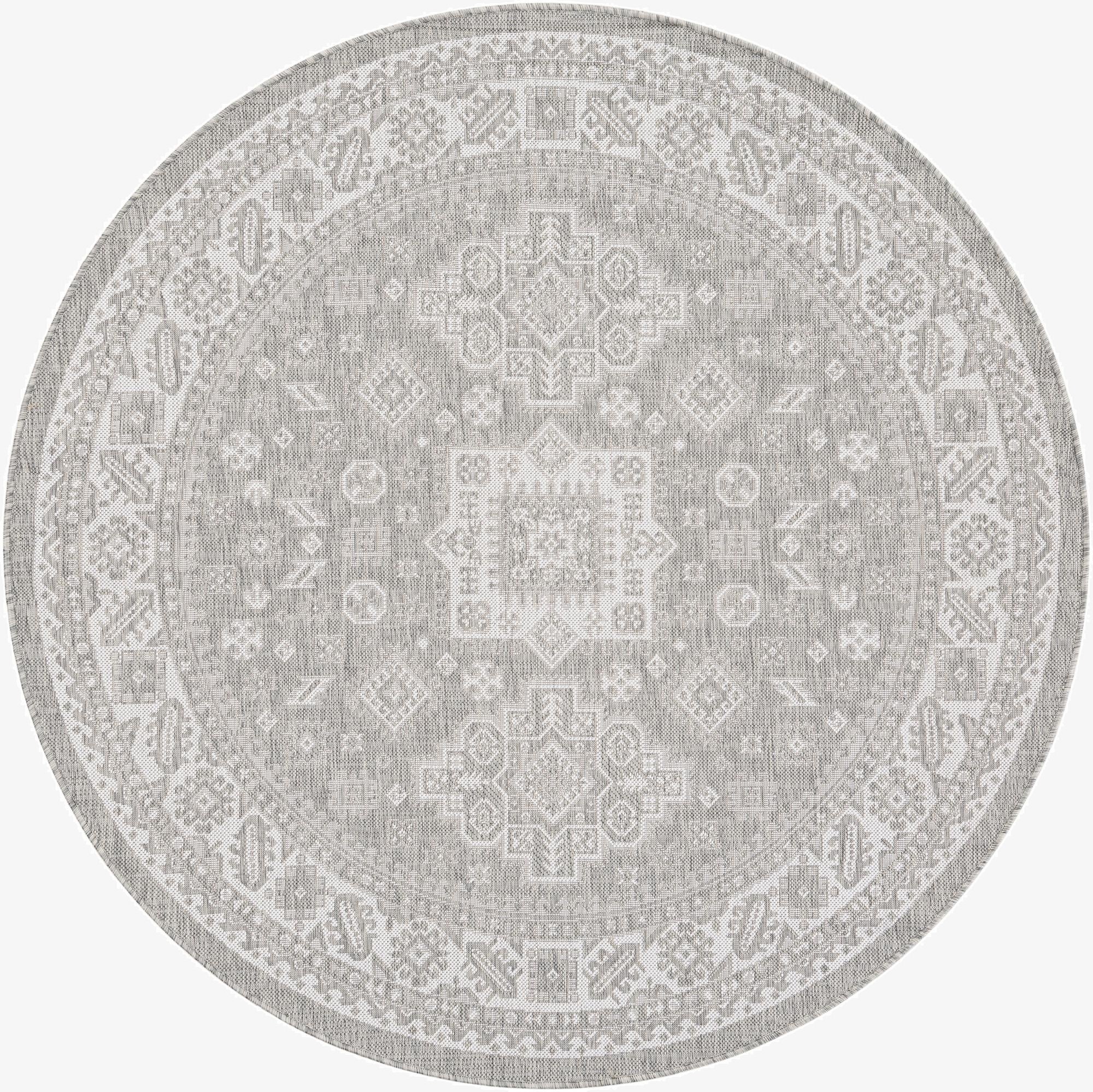 6' x 6'  Washable Aztec Indoor / Outdoor Round Rug