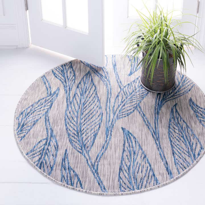 10' 8 x 10' 8 Easy-Clean Botanical Indoor / Outdoor Round Rug