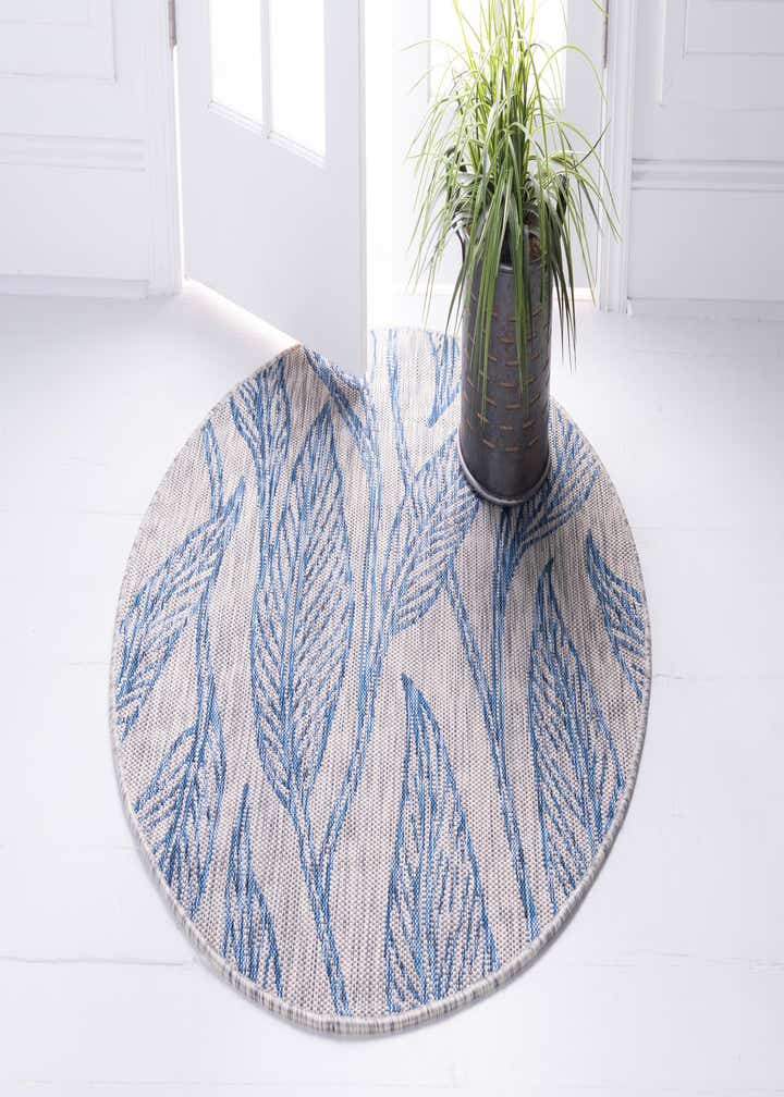 4' x 4' Easy-Clean Botanical Indoor / Outdoor Round Rug