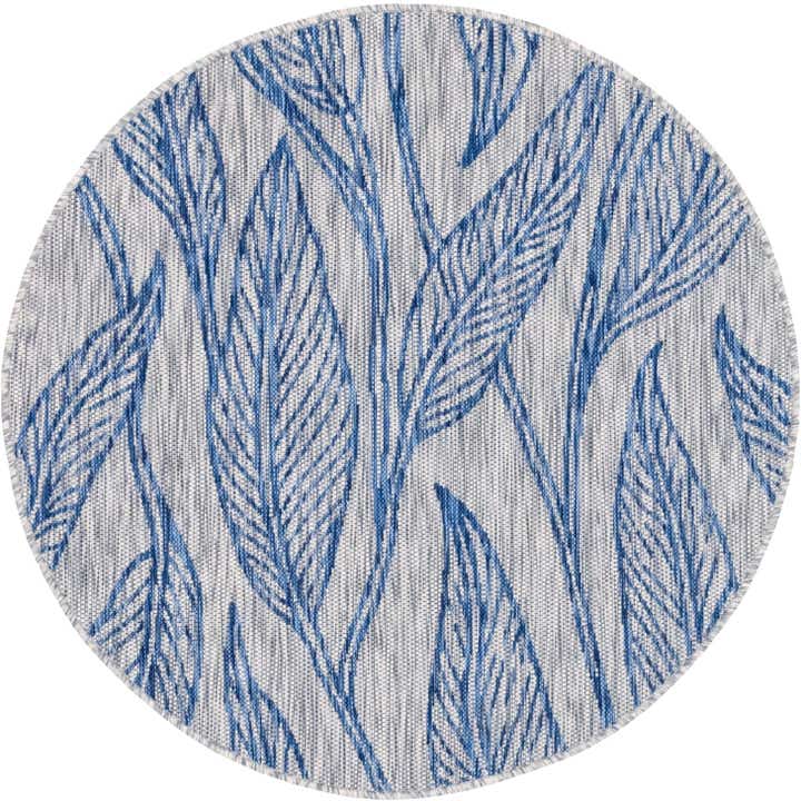 4' x 4' Easy-Clean Botanical Indoor / Outdoor Round Rug