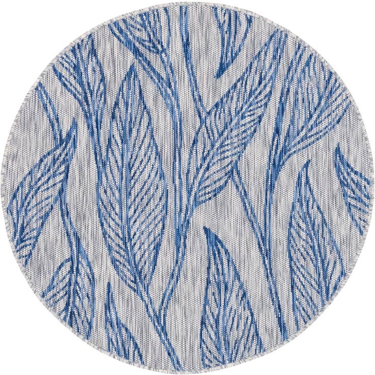 Detail image of 4' x 4' Easy-Clean Botanical Indoor / Outdoor Round Rug