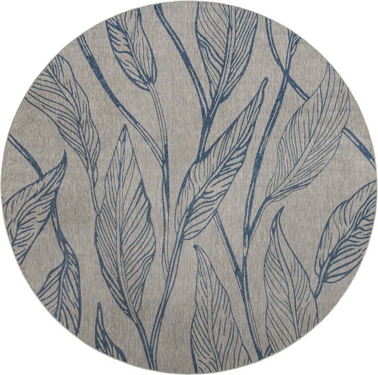 Detail image of 13' x 13' Easy-Clean Botanical Indoor / Outdoor Round Rug