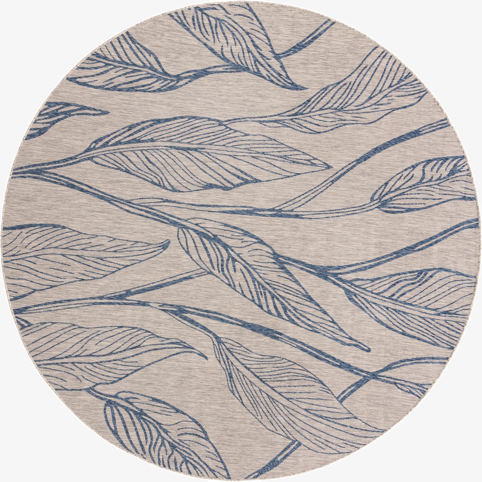 10' 8 x 10' 8  Washable Botanical Indoor / Outdoor Round Rug