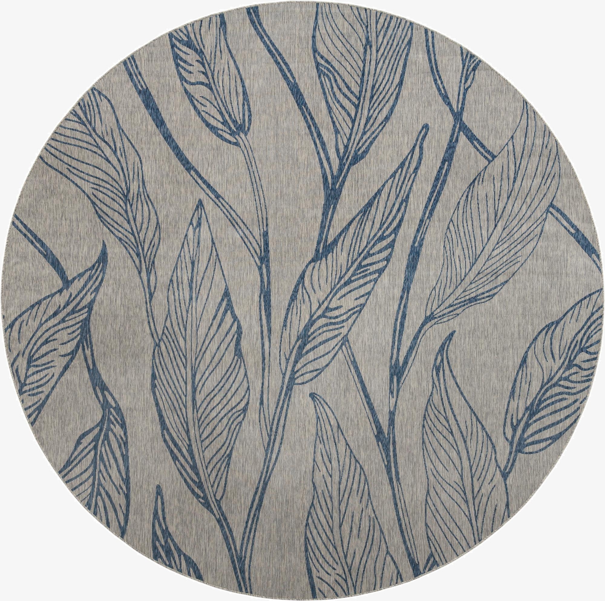 13' x 13'  Washable Botanical Indoor / Outdoor Round Rug