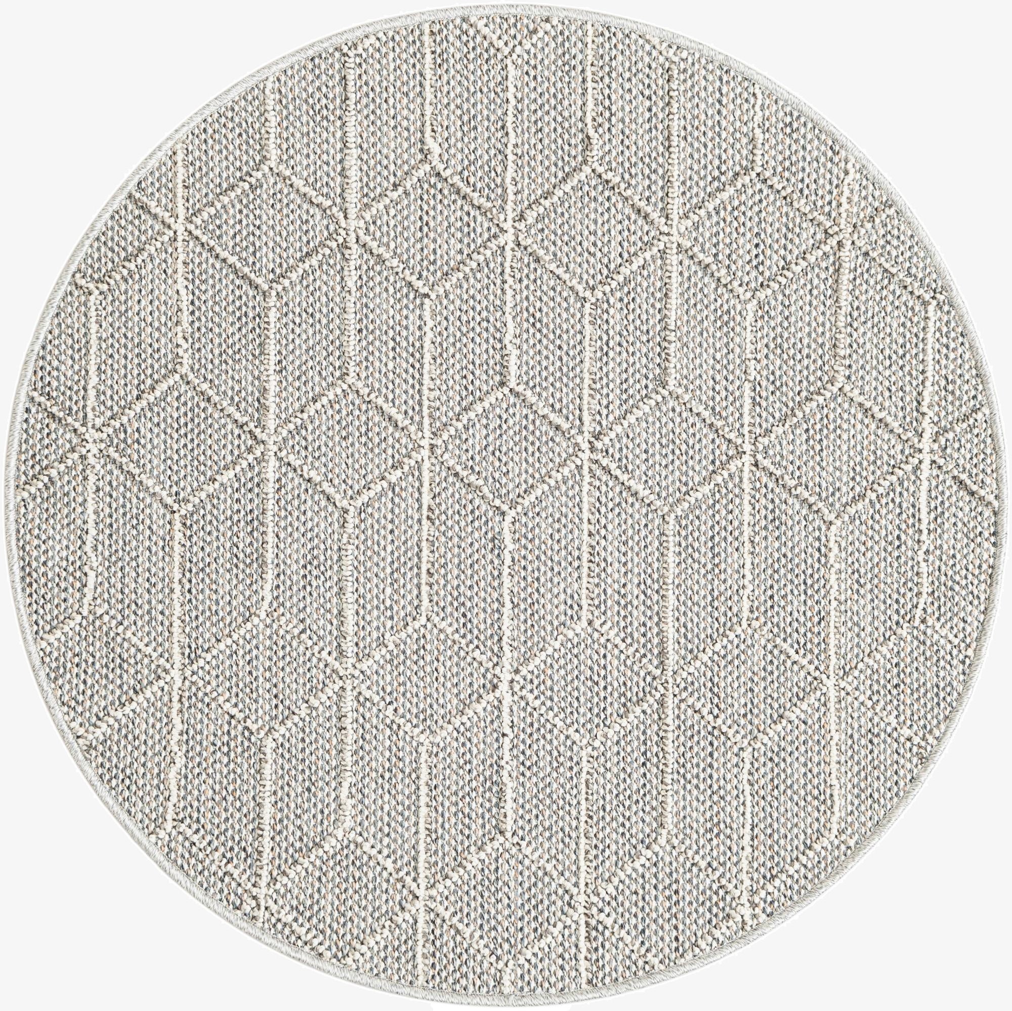 3' 1 x 3' 1 Washable Lattice Indoor / Outdoor Round Rug