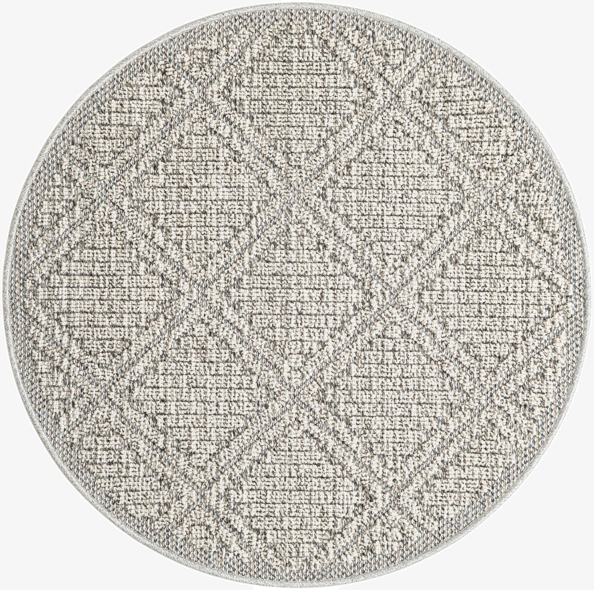 3' 1 x 3' 1 Washable Lattice Indoor / Outdoor Round Rug