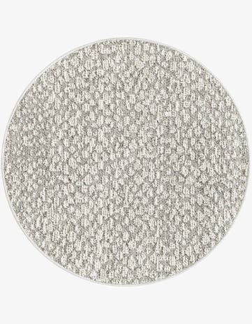 Light Gray Easy-Clean Safari Indoor / Outdoor Round Rug