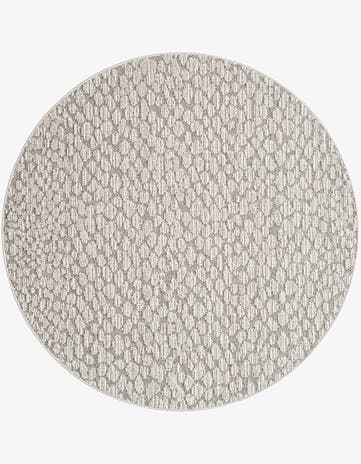 Light Gray Easy-Clean Safari Indoor / Outdoor Round Rug