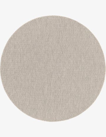 Light Gray Easy-Clean Solid Indoor / Outdoor Round Rug