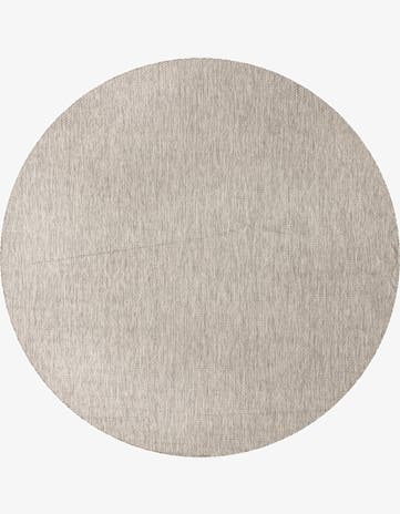 Light Gray Easy-Clean Solid Indoor / Outdoor Round Rug