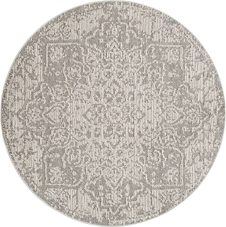 Detail image of 5' 3 x 5' 3 Easy-Clean Traditional Indoor / Outdoor Round Rug