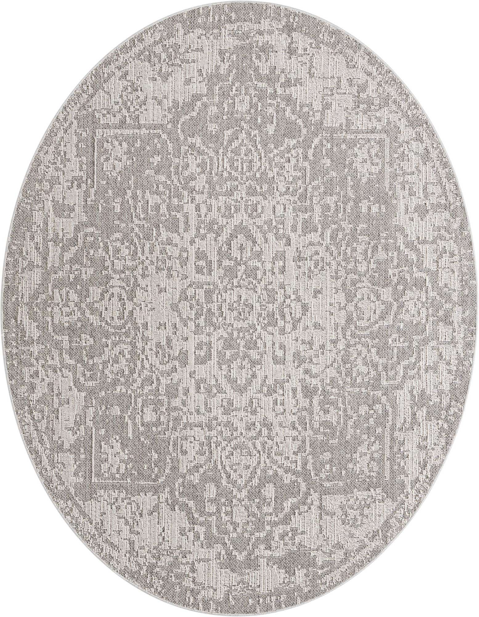 7' 10 x 7' 10 Easy-Clean Traditional Indoor / Outdoor Round Rug