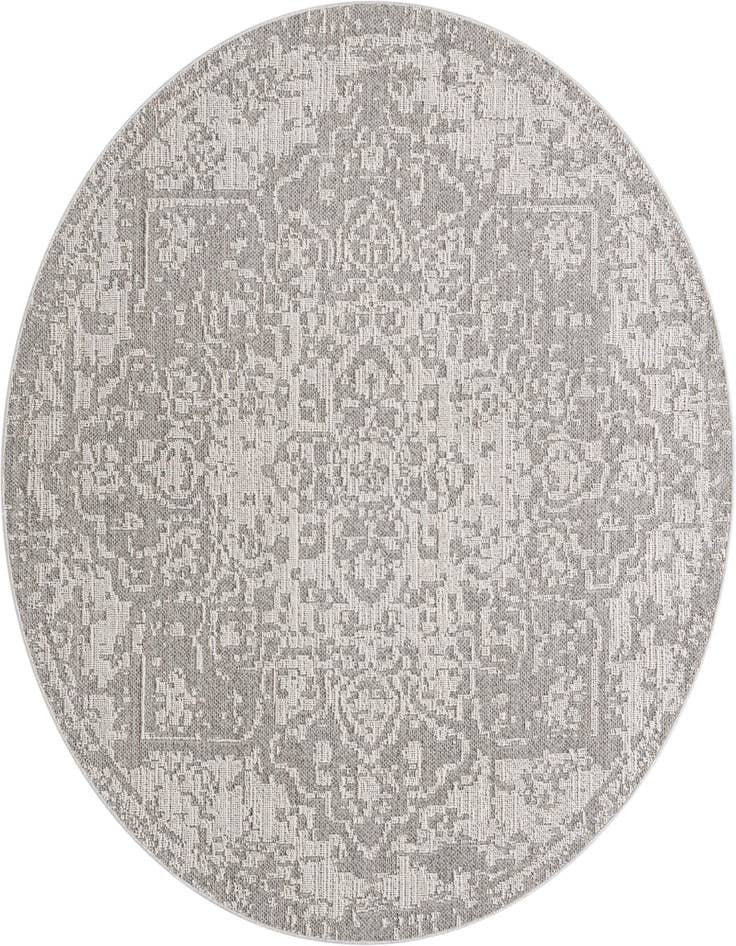 Detail image of 7' 10 x 7' 10 Easy-Clean Traditional Indoor / Outdoor Round Rug