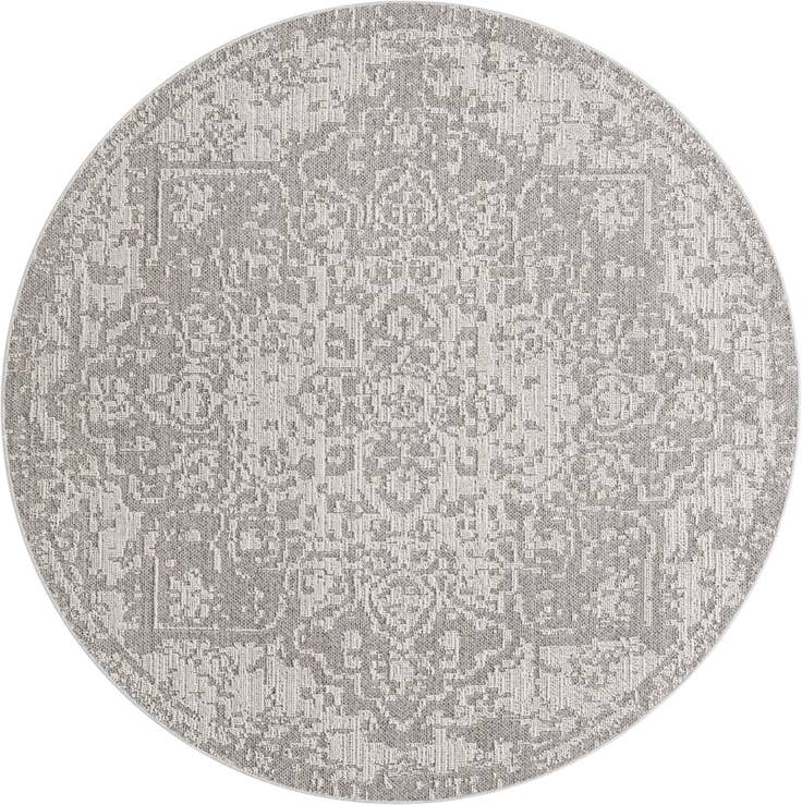 Detail image of 7' 10 x 7' 10 Easy-Clean Traditional Indoor / Outdoor Round Rug
